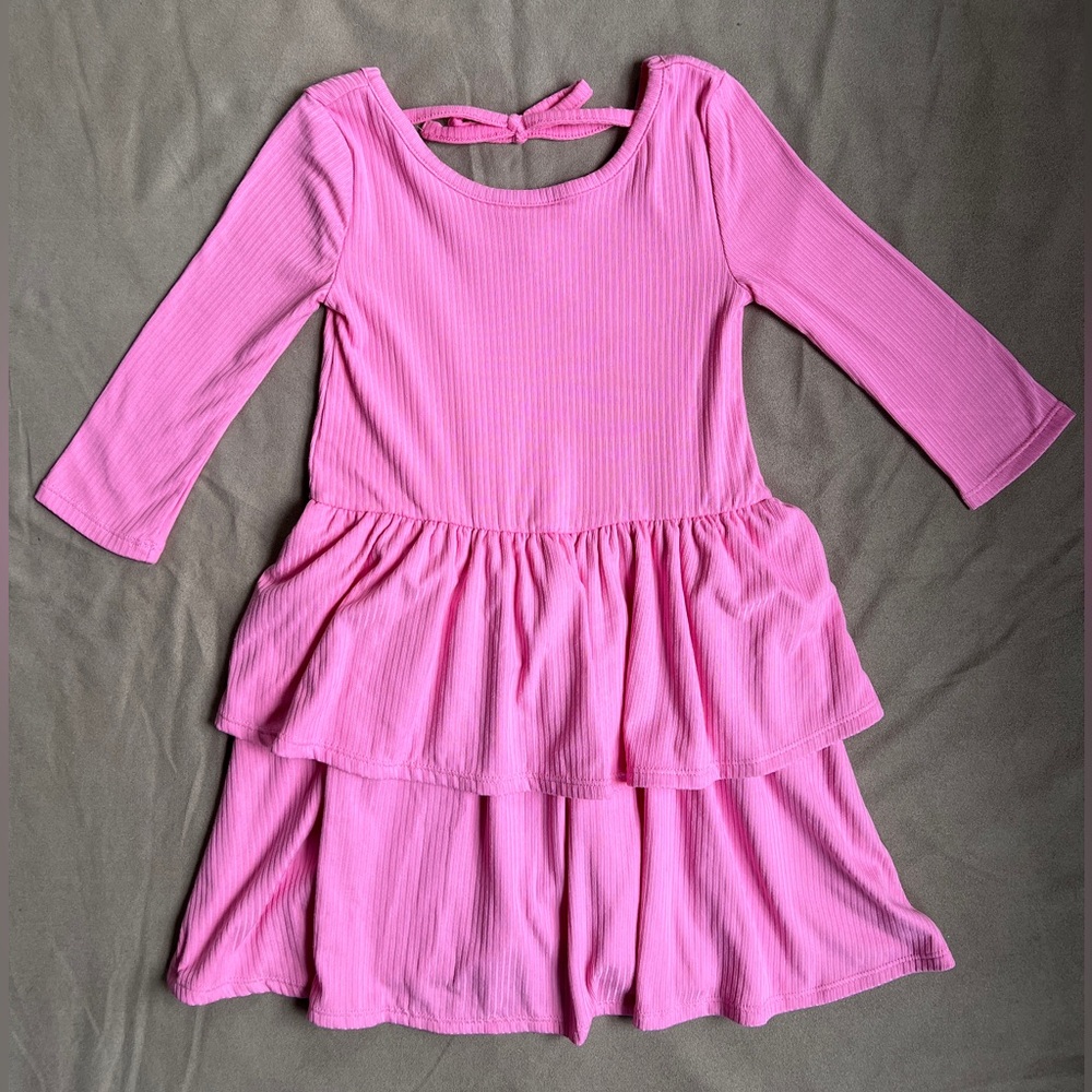 NWT Epic Threads Girls Size 5 Ribbed Knit Pink Tiered Long Sleeve Dress